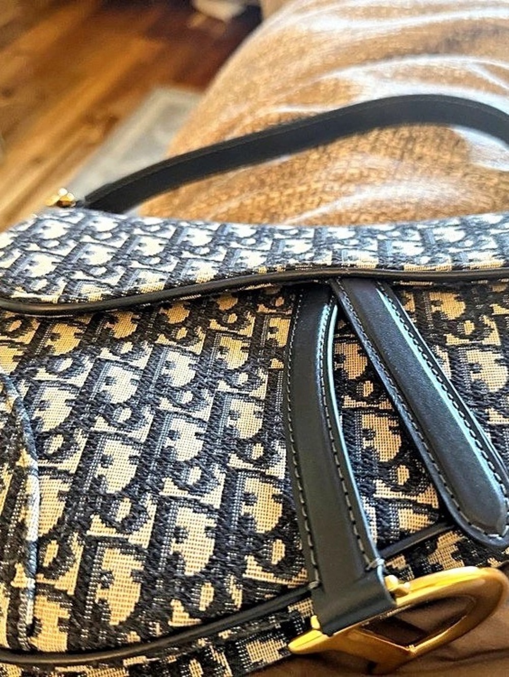 Dior Saddle Bag Blue Dior Oblique Jacquard Shoulder Bag Blue & Beige with authen